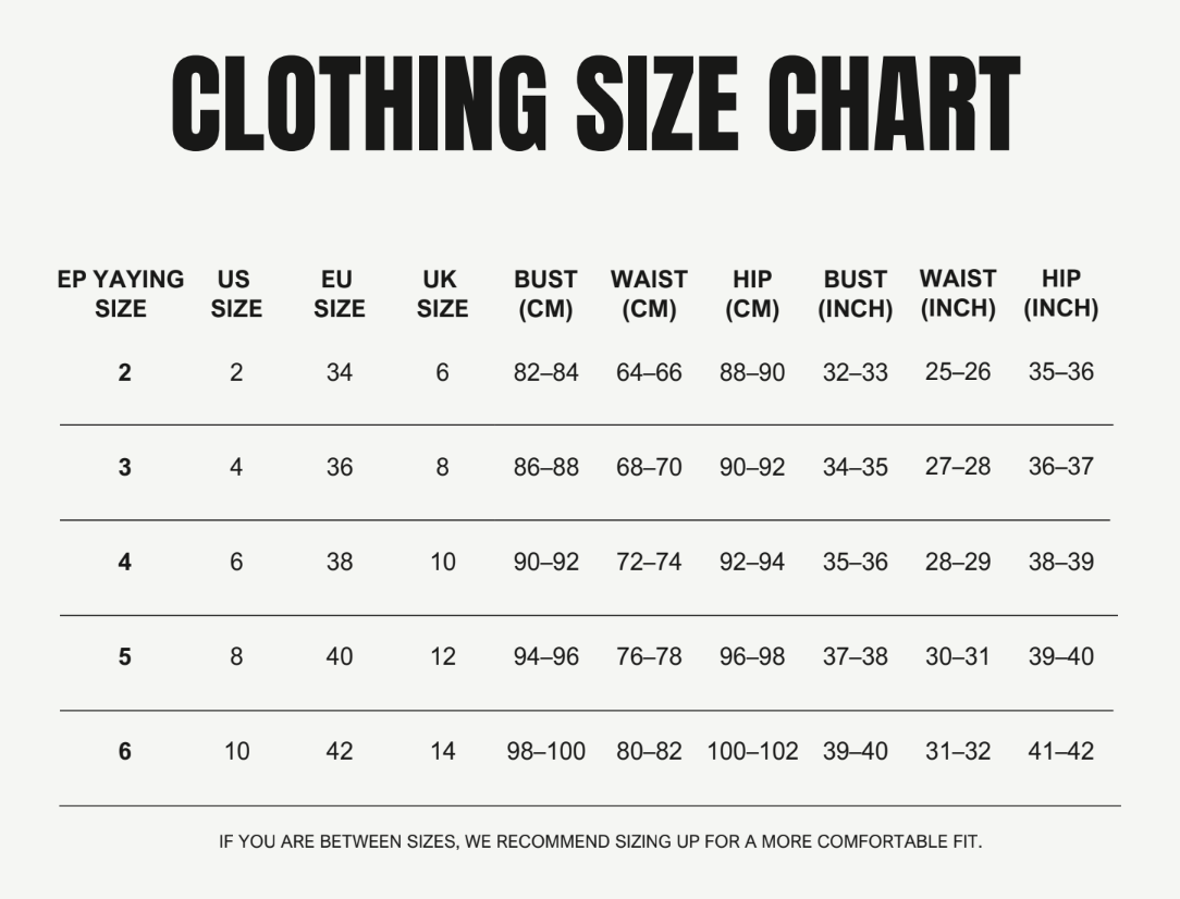 Product size guide