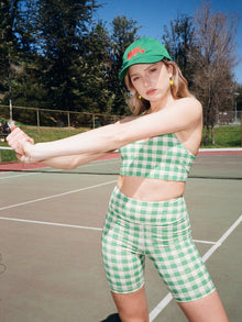 Organic Stretch Biker Short | Basil Gingham