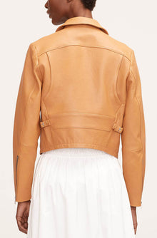 Ladies Pebbled Leather Moto | Clay