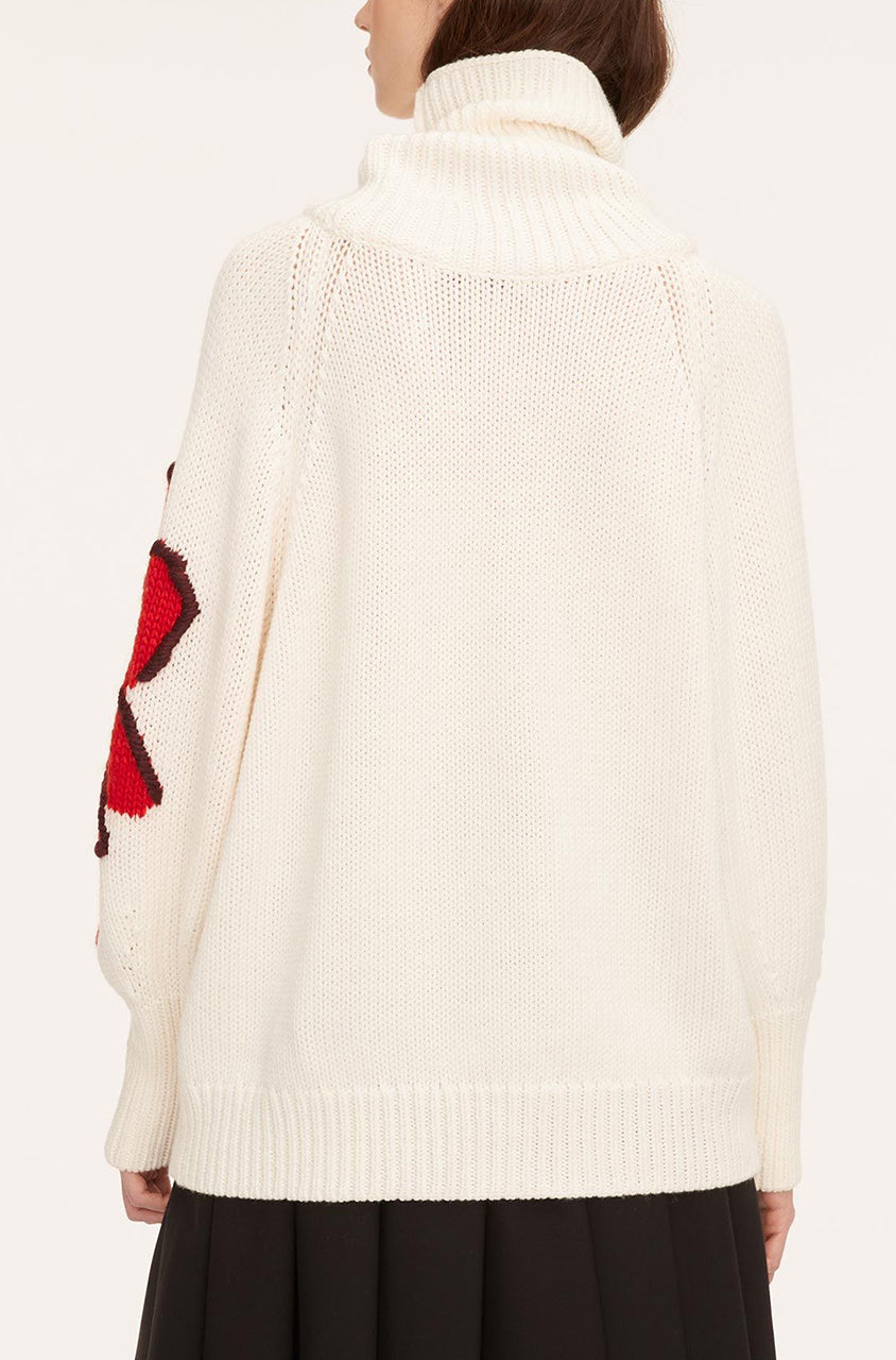 Botanical Intarsia Turtleneck | Strawberry Combo