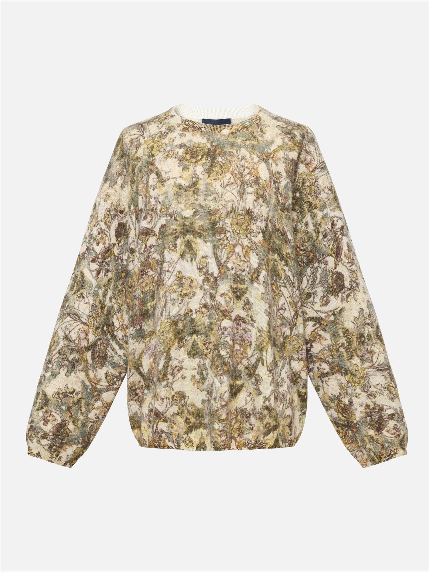 Ethnic Print Cashmere Sweater | Beige