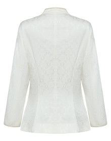 Short Jacket in Jacquard Mulberry Silk | White