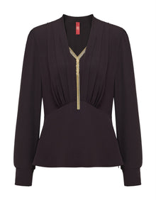 Silk Waist-Cinched Shirt | Purple
