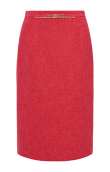 Imported Tweed Pencil Skirt | Rose Red
