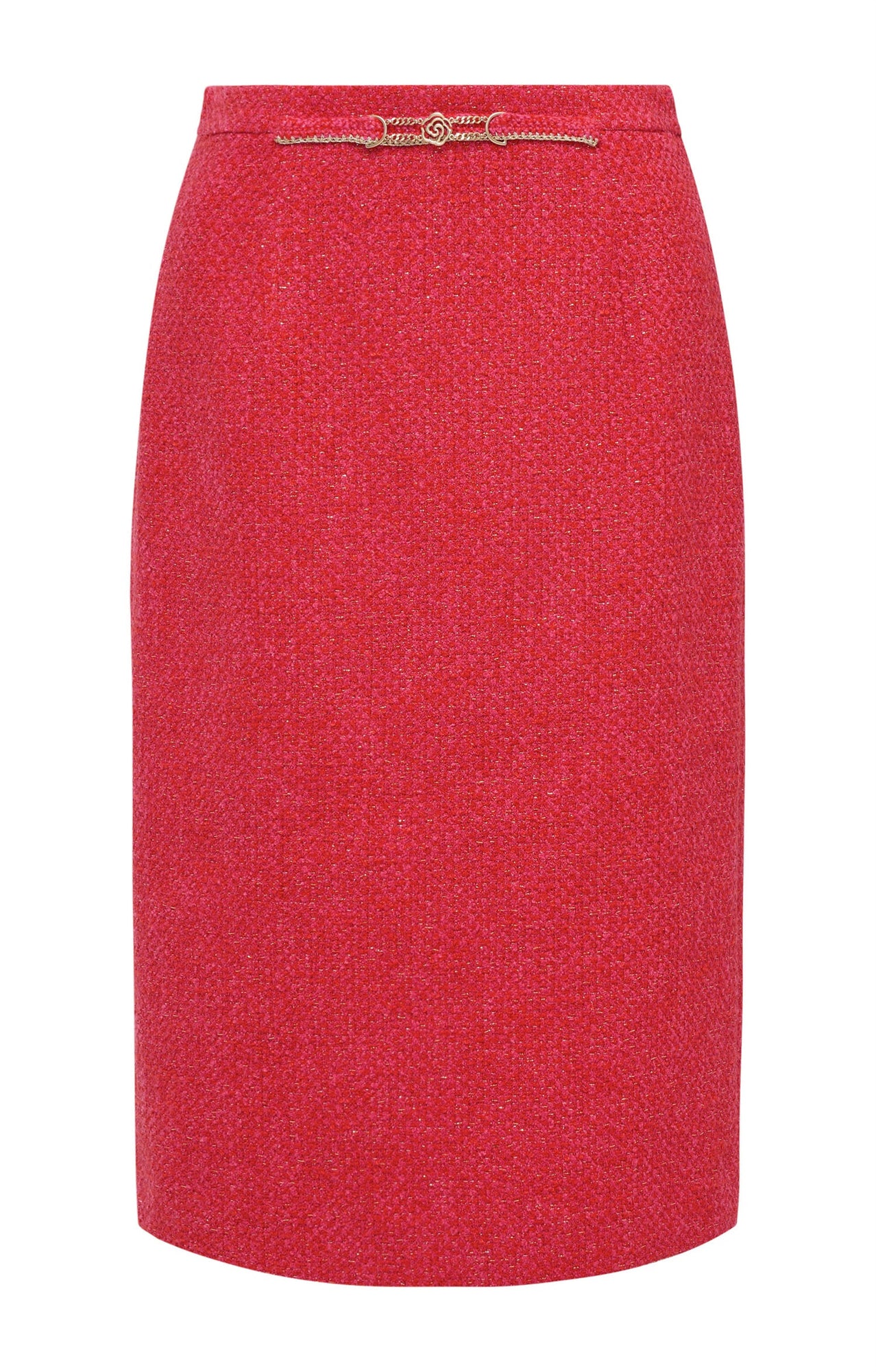 Imported Tweed Pencil Skirt | Rose Red
