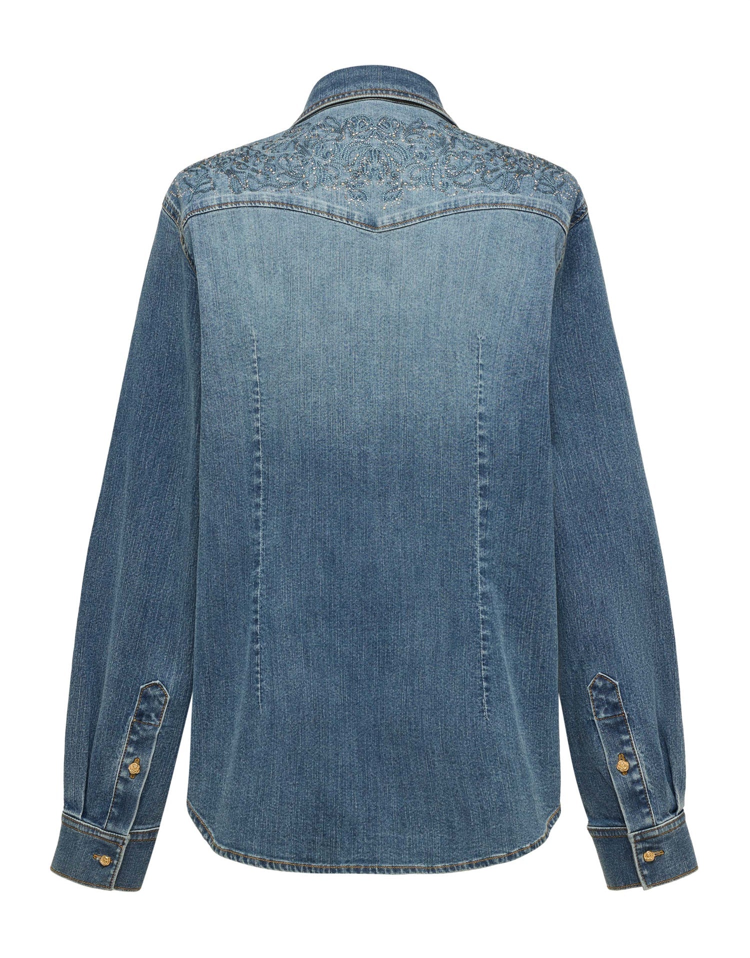 Stretch Waist Classic Denim Shirt | Blue