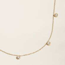 Womens | 14K Solid Yellow Gold | Five-Stone Bezel Necklace | 0.325 CTW Diamonds