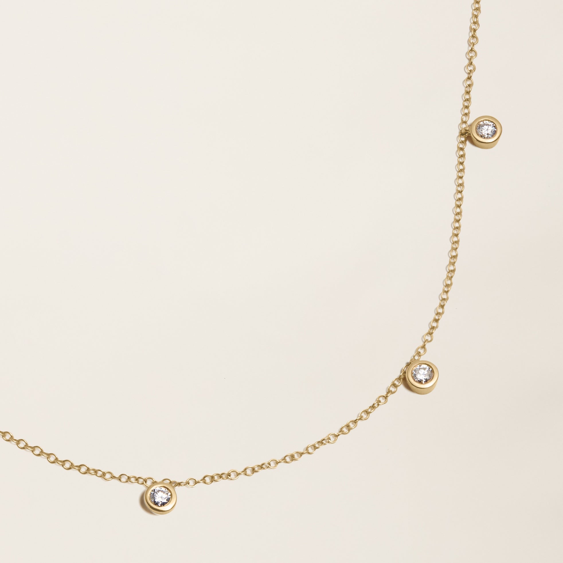 Womens | 14K Solid Yellow Gold | Five-Stone Bezel Necklace | 0.325 CTW Diamonds