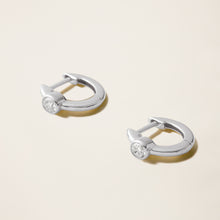 Womens | 14K Solid White Gold | Solitaire Hoop Bezel Earrings | 0.28 CTW Diamonds