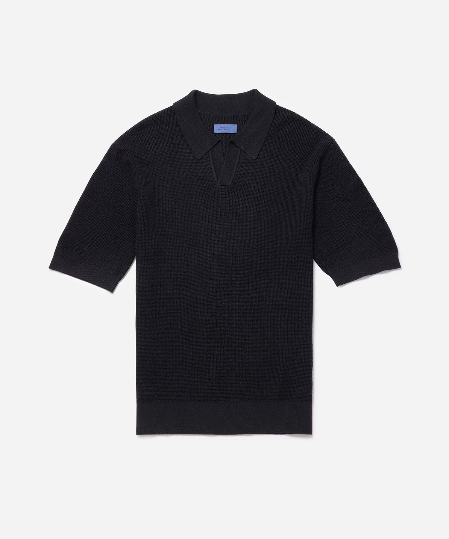 Black | Alex Merino Wool Open Placket Polo