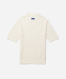 Ivory | Alex Merino Wool Open Placket Polo