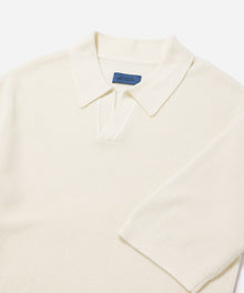 Ivory | Alex Merino Wool Open Placket Polo