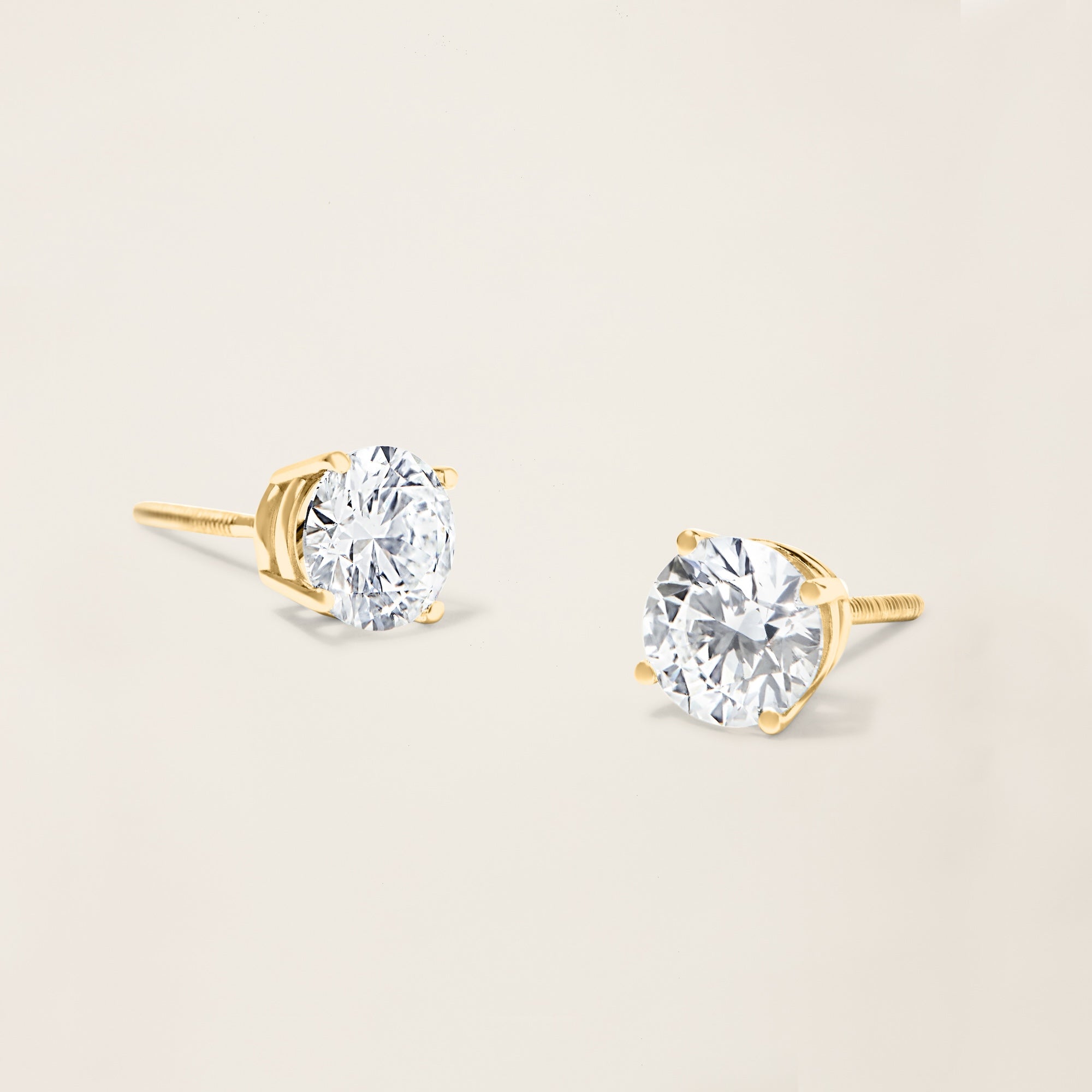 Womens | 18K Solid Yellow Gold | Dalton Solitaire Studs | 1 CTW Diamonds