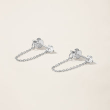 Womens | 14K Solid White Gold | Drop Chain Earrings | 0.20 CTW Diamonds