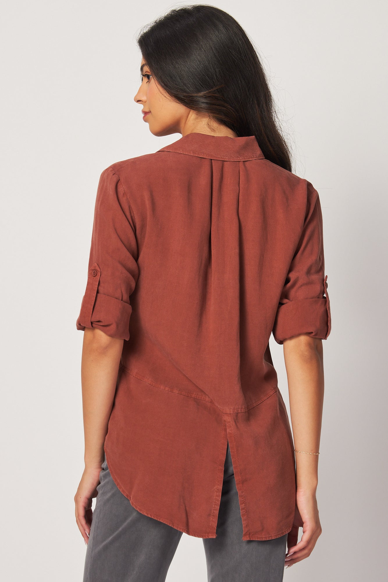 Split Back Button Down - Autumn Amber