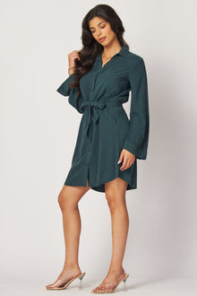 Mini Shirt Dress W/ Smocked Back - Jade Night