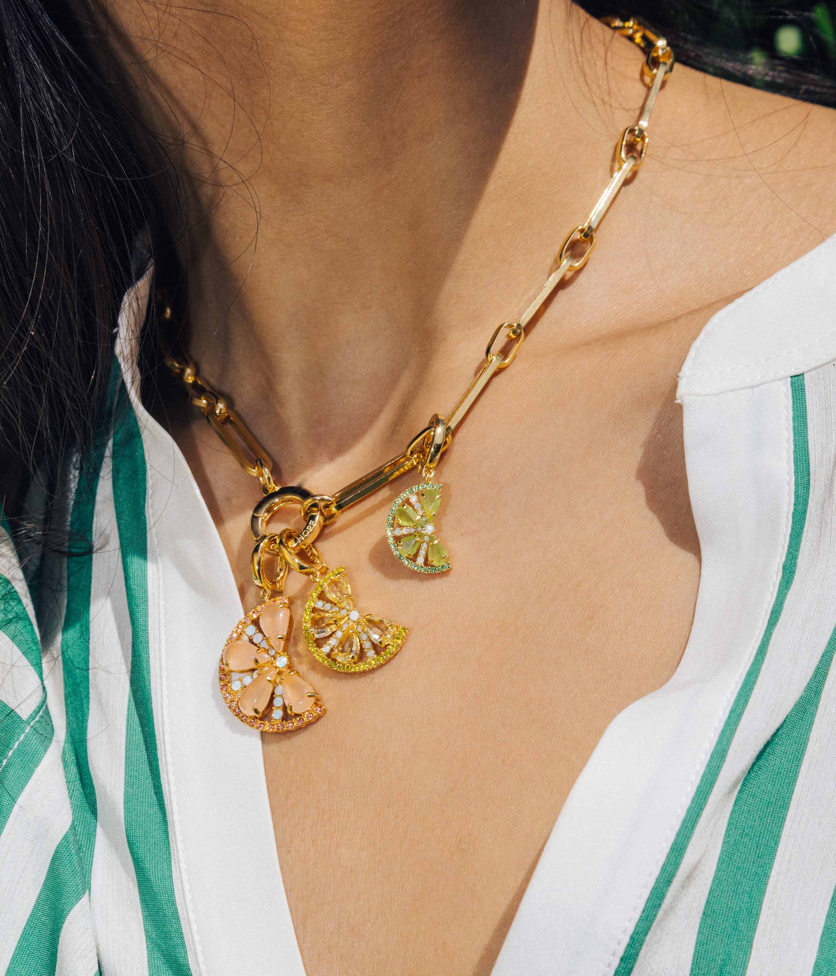 Citrus Slice Charm Trio Pendant Set | Multicolor