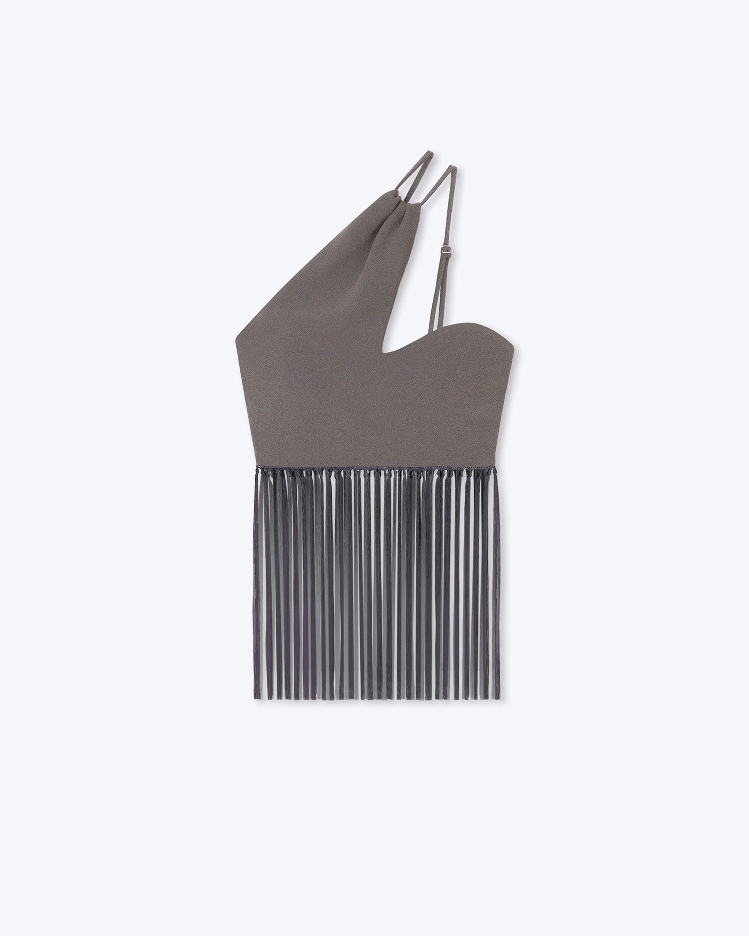 Emilou Fringed Halterneck Top | Dark Grey Hld23