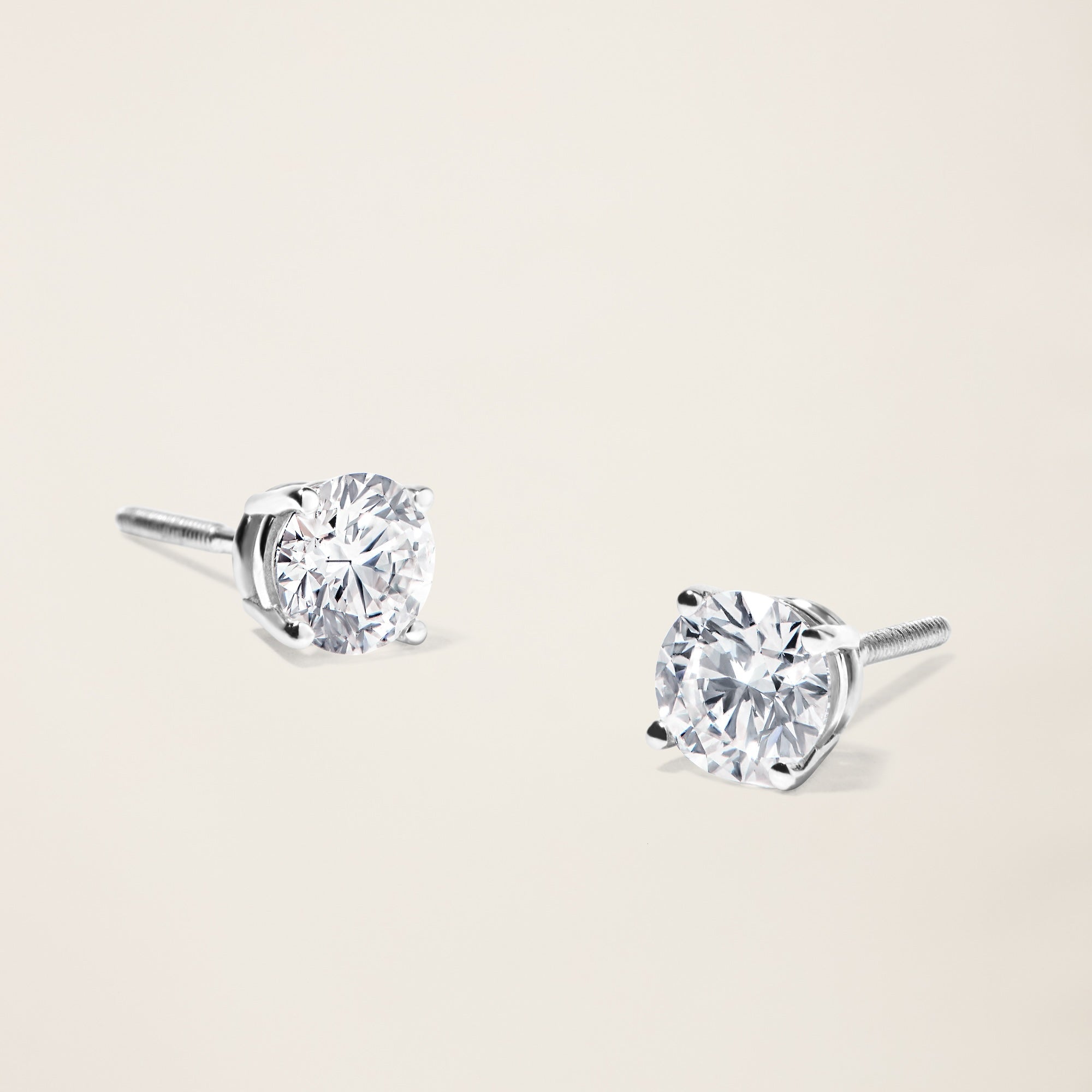 Womens | 18K Solid White Gold | Dalton Solitaire Studs | 1.5 CTW Diamonds