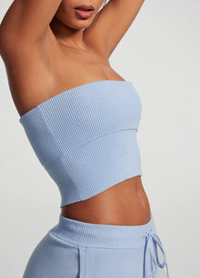 Chunky Knit Crop Top | Sky Blue
