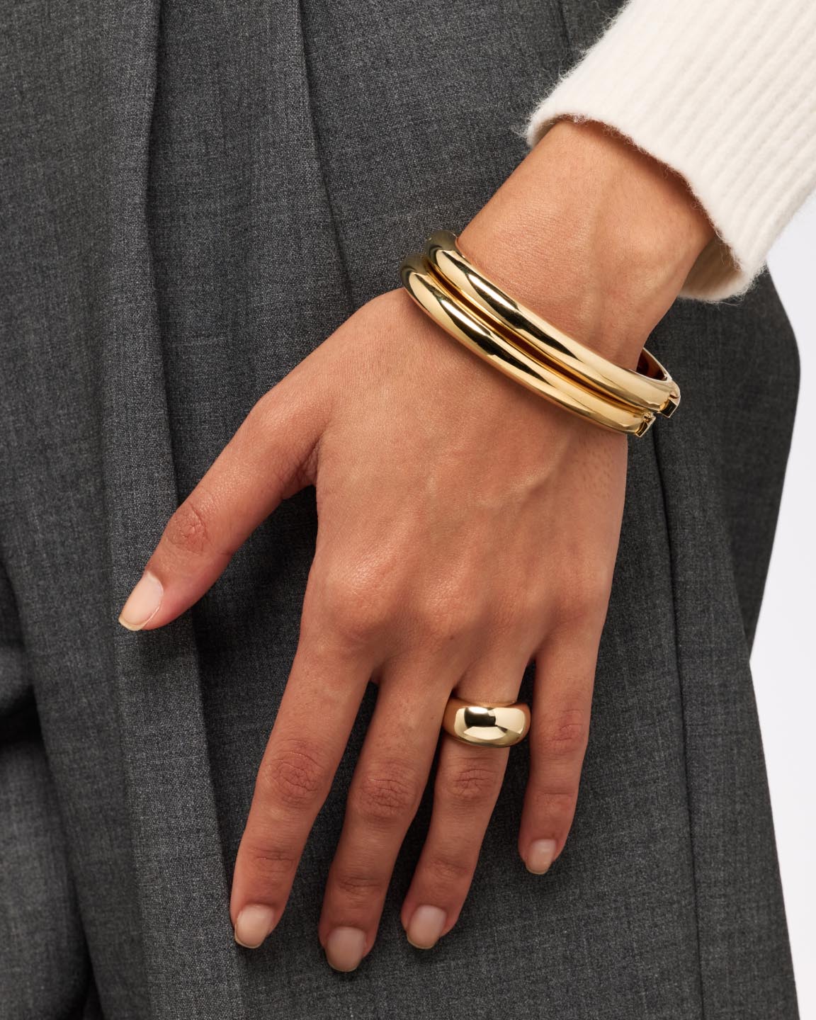 Tia Bangle Bracelet | 14K Gold on Brass