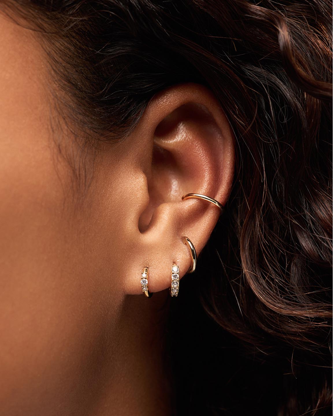 14K Gold Plated Cubic Zirconia Huggie Hoops Earrings For Women Ana Luisa Rosie
