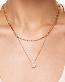 Mini Pebble Necklace | 14K Gold on Brass | Clear Quartz