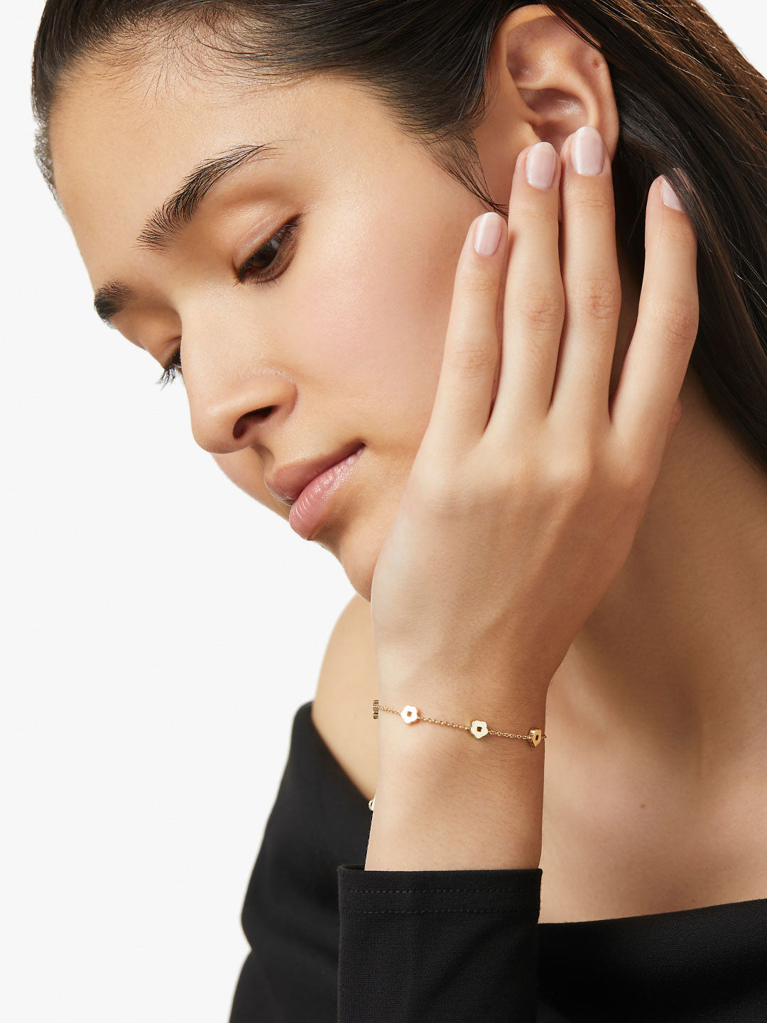Rowena Flower Bracelet | 14K Gold on Brass