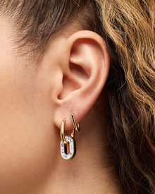 Ash Double Hoop Earrings | 14K Gold on Brass | Marble Blue Enamel