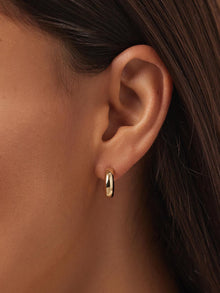 Bold C-Mini Chunky Hoop Earrings | 10K Solid Gold