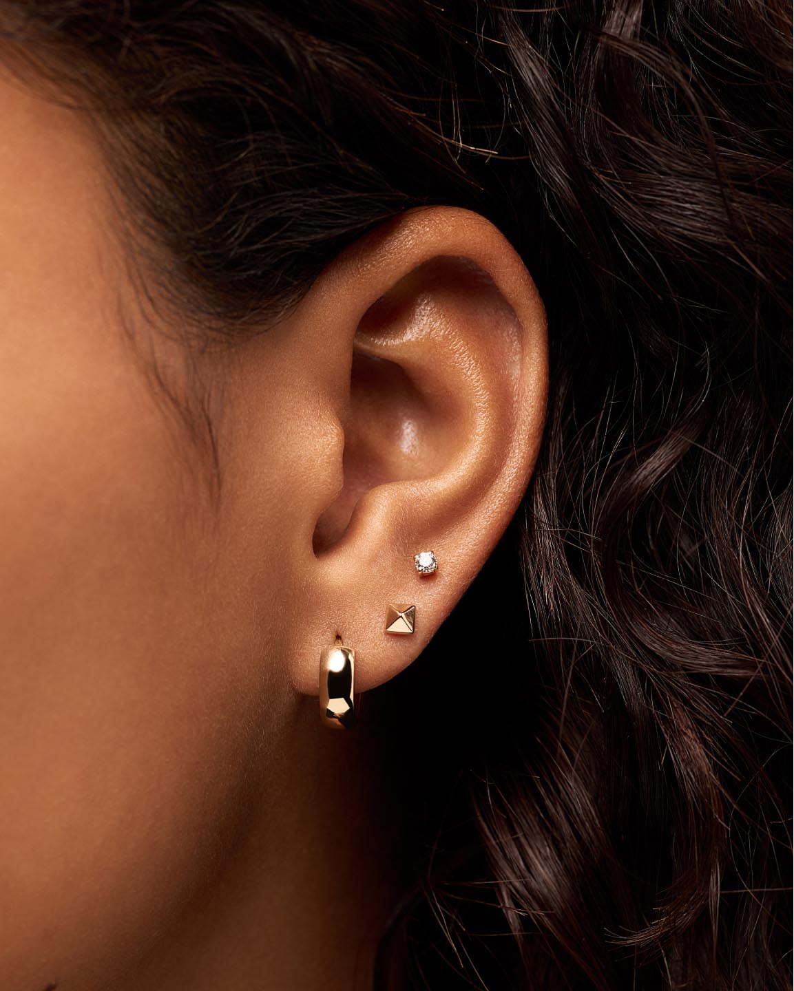 Pyramid Studs | 10K Solid Gold