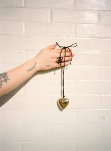 Puffy Heart Necklace | Gold x Black