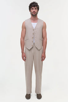 Mens | George Vest | Natural Linen