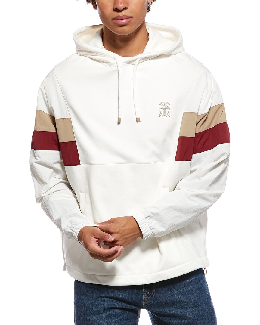 Brunello Cucinelli | Mens | Mixed Media Hoodie | White