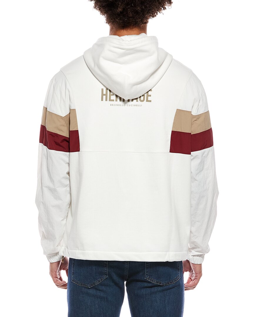 Brunello Cucinelli | Mens | Mixed Media Hoodie | White
