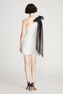 Halston | Analise Dress In Micro Dot | Chalk Black