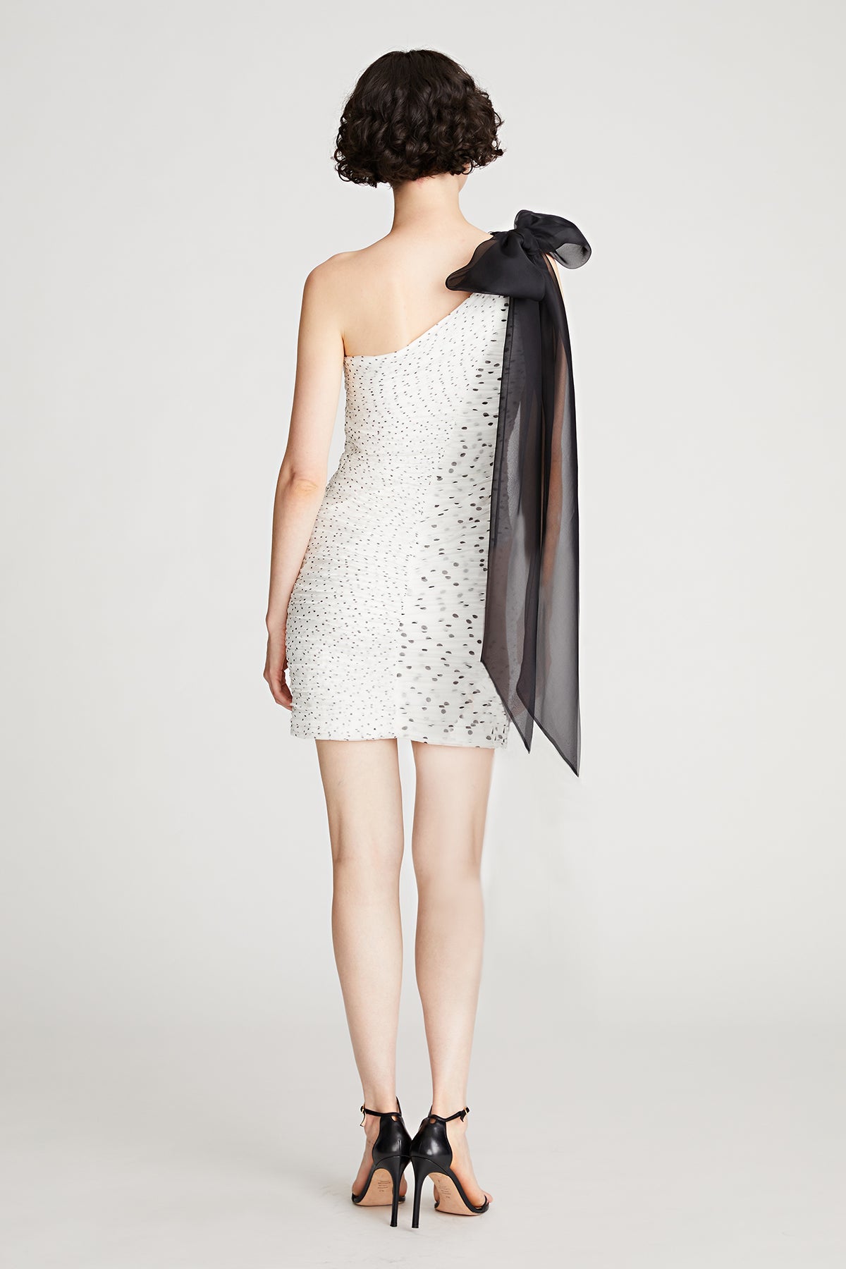 Halston | Analise Dress In Micro Dot | Chalk Black