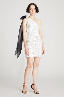 Halston | Analise Dress In Micro Dot | Chalk Black