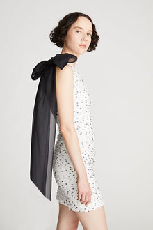 Halston | Analise Dress In Micro Dot | Chalk Black