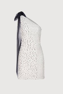 Halston | Analise Dress In Micro Dot | Chalk Black