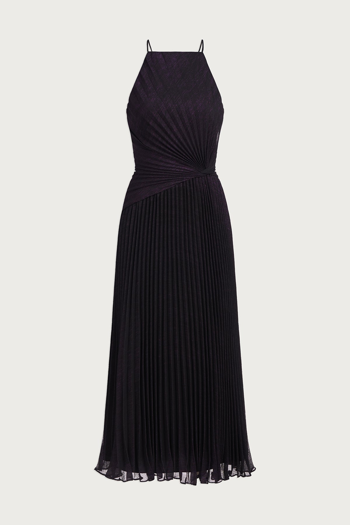 Halston | Serenity Dress In Foil Chiffon | Black/Aubergine