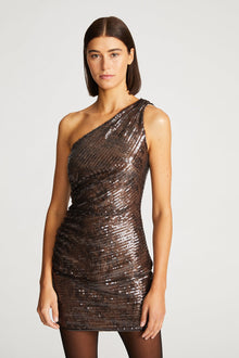 Halston | Shyla Dress In Lace Sequin | Umber