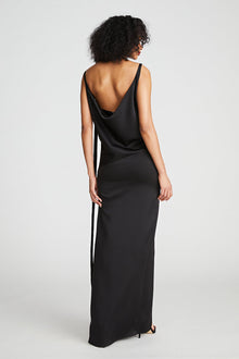 Halston | Nomi Gown In Satin & Sequin | Black
