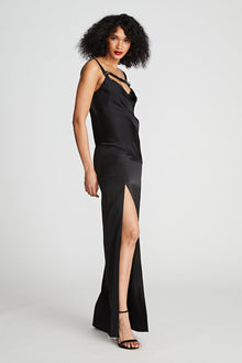 Halston | Nomi Gown In Satin & Sequin | Black