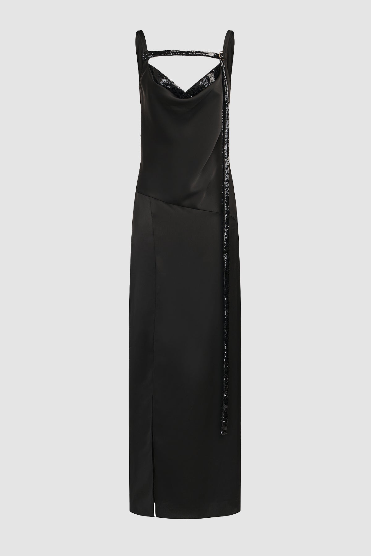 Halston | Nomi Gown In Satin & Sequin | Black