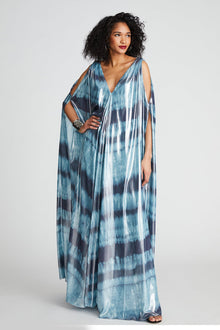 Halston | Umi Gown In Iridescent Chiffon | Blue Shibori