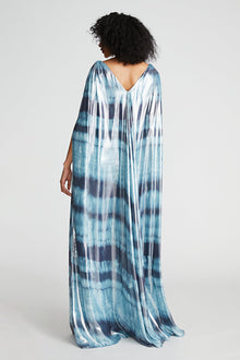Halston | Umi Gown In Iridescent Chiffon | Blue Shibori