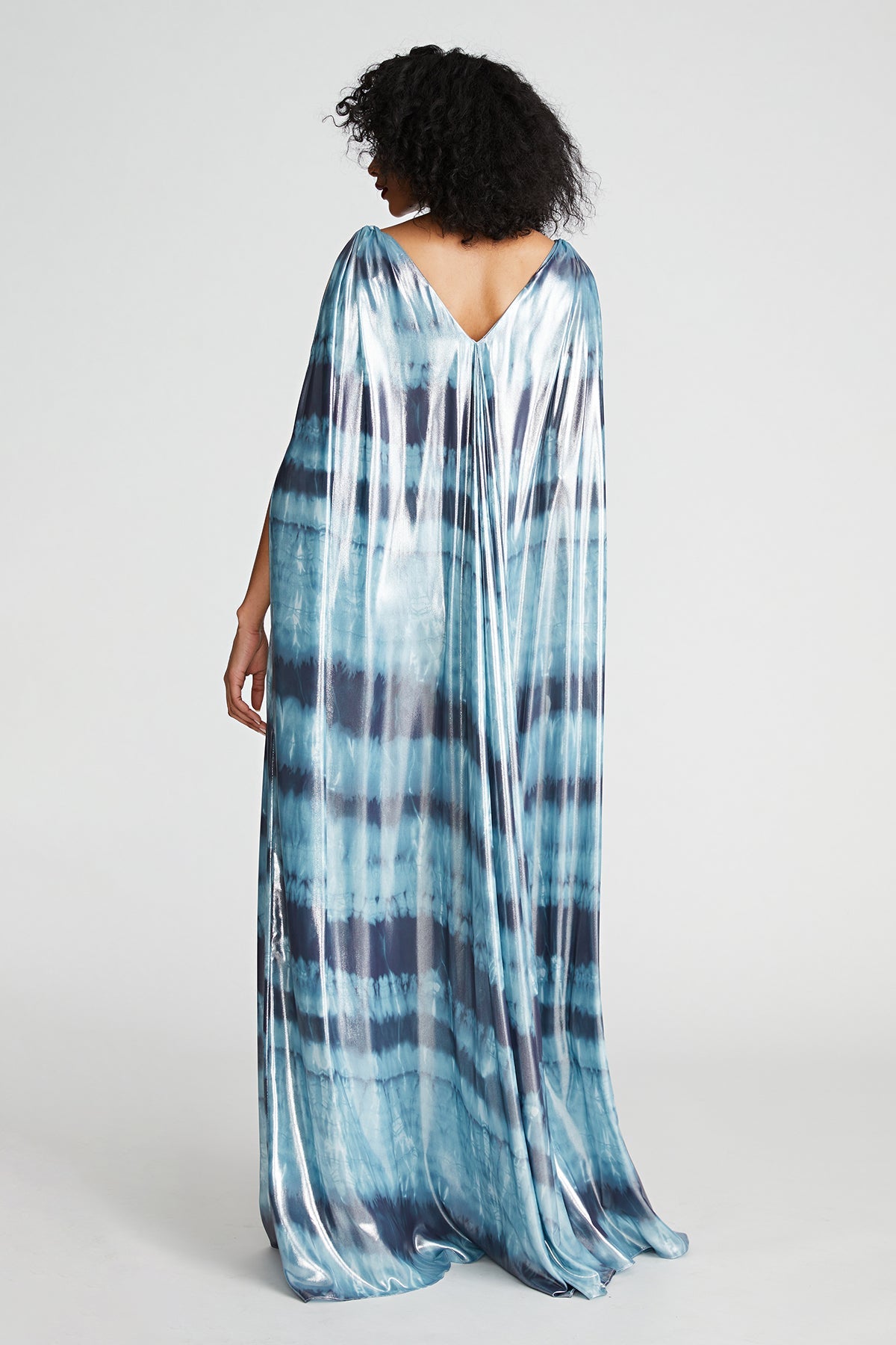 Halston | Umi Gown In Iridescent Chiffon | Blue Shibori