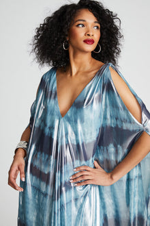 Halston | Umi Gown In Iridescent Chiffon | Blue Shibori