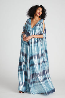 Halston | Umi Gown In Iridescent Chiffon | Blue Shibori